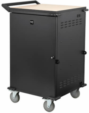 Locking Storage Cart for Mobile Devices and AV Equipment, Steel/Wood, Black