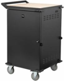 Locking Storage Cart for Mobile Devices and AV Equipment, Steel/Wood, Black