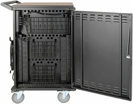 36-Device AC Charging Station Cart, 230V, Mobile, Charges Devices Up to 15 Inch