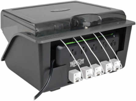 10-Device AC Charging Station with Surge Protection, 2880 Joules, Desktop Cabinet