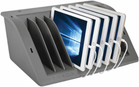 10-Device AC Charging Station with Surge Protection, 2880 Joules, Desktop Cabinet