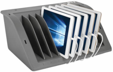 10-Device AC Charging Station with Surge Protection, 2880 Joules, Desktop Cabinet