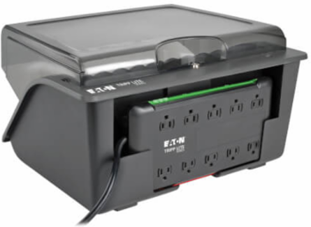 10-Device AC Charging Station with Surge Protection, 2880 Joules, Desktop Cabinet