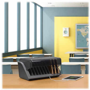10-Device AC Charging Station with Surge Protection, 2880 Joules, Desktop Cabinet