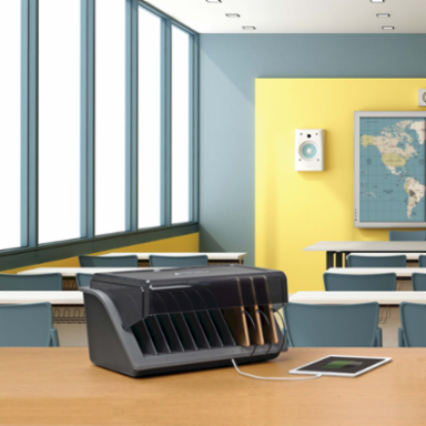 10-Device AC Charging Station with Surge Protection, 2880 Joules, Desktop Cabinet