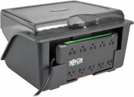 10-Device AC Charging Station with Surge Protection, 2880 Joules, Desktop Cabinet