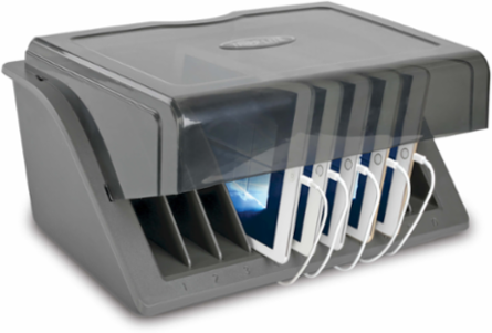 10-Device AC Charging Station with Surge Protection, 2880 Joules, Desktop Cabinet