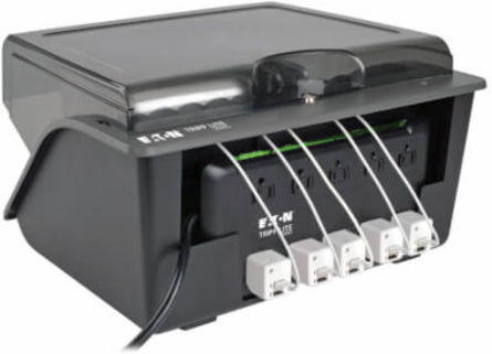 10-Device AC Charging Station with Surge Protection, 2880 Joules, Desktop Cabinet