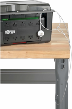 10-Device AC Charging Station with Surge Protection, 2880 Joules, Desktop Cabinet