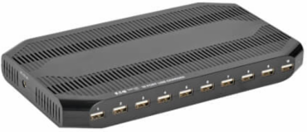 10-Device USB Charging Station for Tablets, 10 Ports, 2.4A Per Port