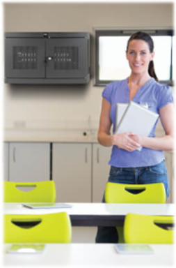 32-Device USB Charging Station with Locking Enclosure, Fast 2.4A Charging