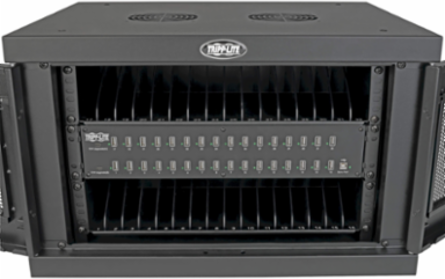 32-Device USB Charging Station with Locking Enclosure, Fast 2.4A Charging