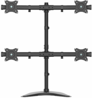 Quad-Display Desktop Monitor Stand for 13 to 27 in Flat-Screen Displays, Full Motion, Black