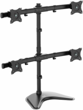 Quad-Display Desktop Monitor Stand for 13 to 27 in Flat-Screen Displays, Full Motion, Black