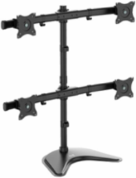 Quad-Display Desktop Monitor Stand for 13 to 27 in Flat-Screen Displays, Full Motion, Black