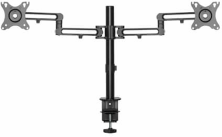 Dual-Monitor Flex-Arm Desk Clamp for 13 to 27 in Displays, 2-Display, Black