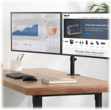 Dual-Monitor Flex-Arm Desk Clamp for 13 to 27 in Displays, 2-Display, Black
