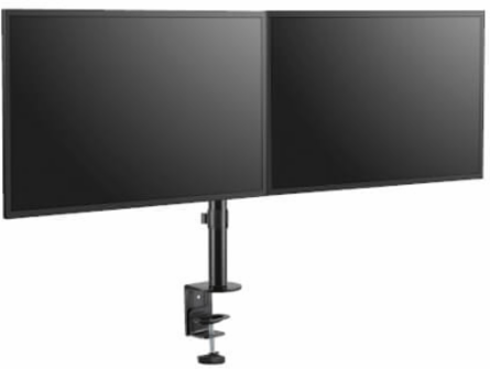 Dual-Monitor Flex-Arm Desk Clamp for 13 to 27 in Displays, 2-Display, Black
