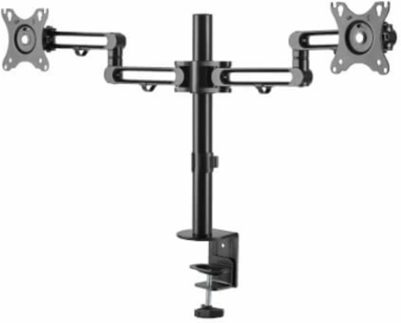 Dual-Monitor Flex-Arm Desk Clamp for 13 to 27 in Displays, 2-Display, Black