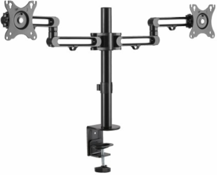 Dual-Monitor Flex-Arm Desk Clamp for 13 to 27 in Displays, 2-Display, Black