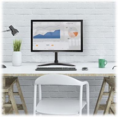 Single-Display Desktop Monitor Stand for 13 to 27 in Flat-Screen Displays, Full Motion, Black