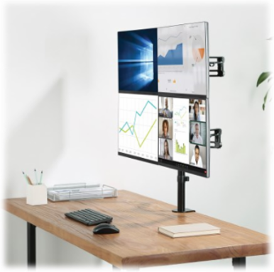 Quad Monitor Desk Clamp Mount, Full Motion, 13 to 27 in, Black, Steel (DDR1327SQFC1)