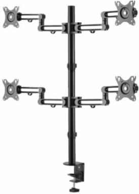 Quad Monitor Desk Clamp Mount, Full Motion, 13 to 27 in, Black, Steel (DDR1327SQFC1)