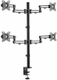 Quad Monitor Desk Clamp Mount, Full Motion, 13 to 27 in, Black, Steel (DDR1327SQFC1)