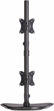 Dual Vertical Flat-Screen Desk Stand/Clamp Mount for 15 to 27 Inch Displays, 360° Rotate, 20° Swivel