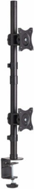 Dual Vertical Flat-Screen Desk Stand/Clamp Mount for 15 to 27 Inch Displays, 360° Rotate, 20° Swivel