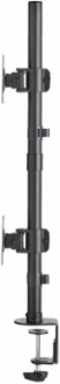 Dual Vertical Flat-Screen Desk Stand/Clamp Mount for 15 to 27 Inch Displays, 360  Rotate, 20  Swivel