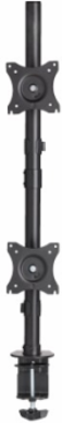 Dual Vertical Flat-Screen Desk Stand/Clamp Mount for 15 to 27 Inch Displays, 360  Rotate, 20  Swivel