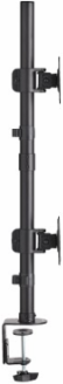 Dual Vertical Flat-Screen Desk Stand/Clamp Mount for 15 to 27 Inch Displays, 360  Rotate, 20  Swivel