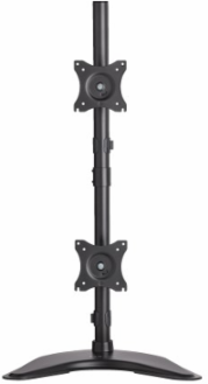 Dual Vertical Flat-Screen Desk Stand/Clamp Mount for 15 to 27 Inch Displays, 360  Rotate, 20  Swivel