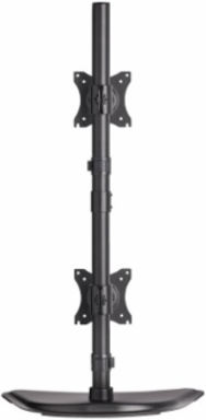 Dual Vertical Flat-Screen Desk Stand/Clamp Mount for 15 to 27 Inch Displays, 360  Rotate, 20  Swivel