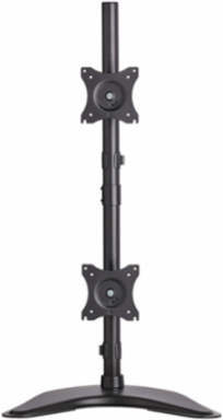 Dual Vertical Flat-Screen Desk Stand/Clamp Mount for 15 to 27 Inch Displays, 360° Rotate, 20° Swivel