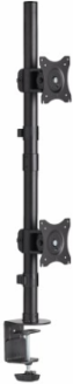 Dual Vertical Flat-Screen Desk Stand/Clamp Mount for 15 to 27 Inch Displays, 360  Rotate, 20  Swivel