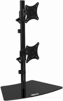 Dual Vertical Flat-Screen Desk Stand/Clamp Mount for 15 to 27 Inch Displays, 360° Rotate, 20° Swivel