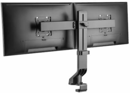 Dual-Display Monitor Arm, Height Adjustable for 17" to 27" Monitors, Steel Construction