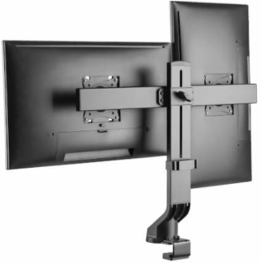 Dual-Display Monitor Arm, Height Adjustable for 17" to 27" Monitors, Steel Construction