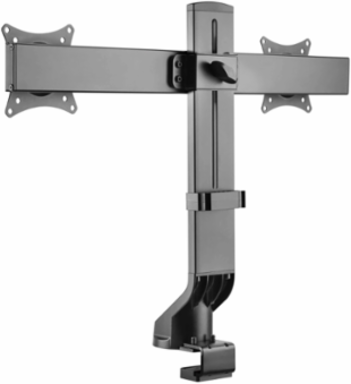 Dual-Display Monitor Arm, Height Adjustable for 17" to 27" Monitors, Steel Construction