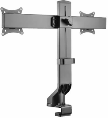 Dual-Display Monitor Arm, Height Adjustable for 17" to 27" Monitors, Steel Construction