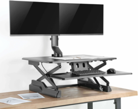 Dual-Display Monitor Arm, Height Adjustable for 17" to 27" Monitors, Steel Construction