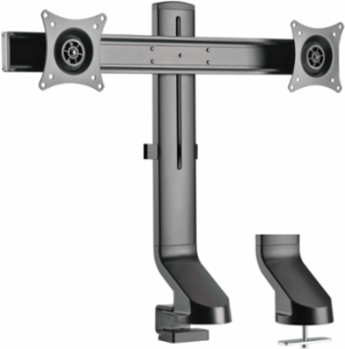 Dual-Display Monitor Arm, Height Adjustable for 17" to 27" Monitors, Steel Construction