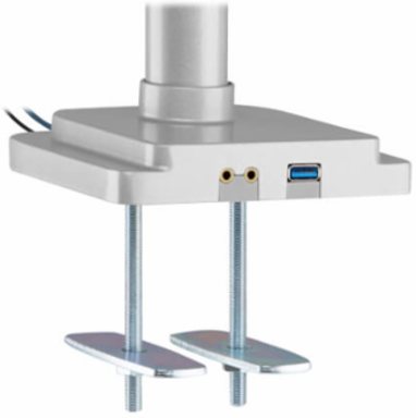 Triple Monitor Gas-Spring Desk Clamp/Grommet Mount, Full Motion, 17 to 30 in, Aluminum, Silver
