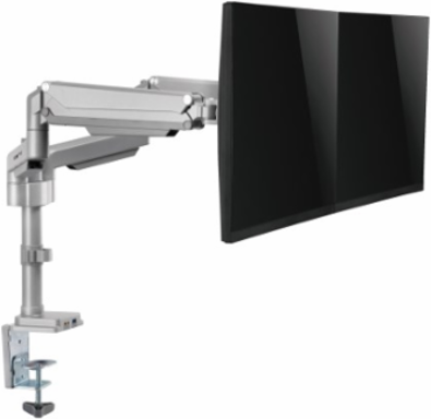 Dual Monitor Gas-Arm Mount, Full Motion, 13 to 34 in, Aluminum, Silver, Clamp or Grommet
