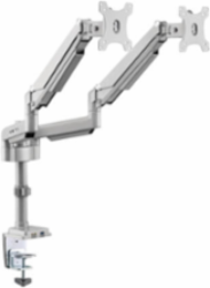 Dual Monitor Gas-Arm Mount, Full Motion, 13 to 34 in, Aluminum, Silver, Clamp or Grommet