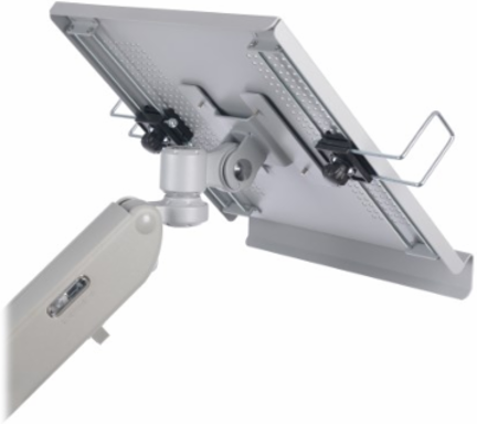 Laptop and Monitor Desk Clamp Mount, Full Motion, 17 to 32 in Monitor, Aluminum, Silver, TAA