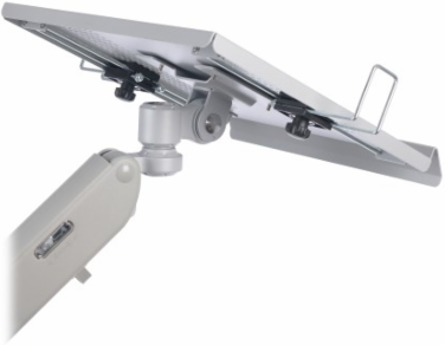 Laptop and Monitor Desk Clamp Mount, Full Motion, 17 to 32 in Monitor, Aluminum, Silver, TAA