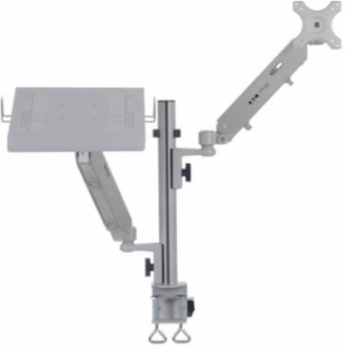 Laptop and Monitor Desk Clamp Mount, Full Motion, 17 to 32 in Monitor, Aluminum, Silver, TAA